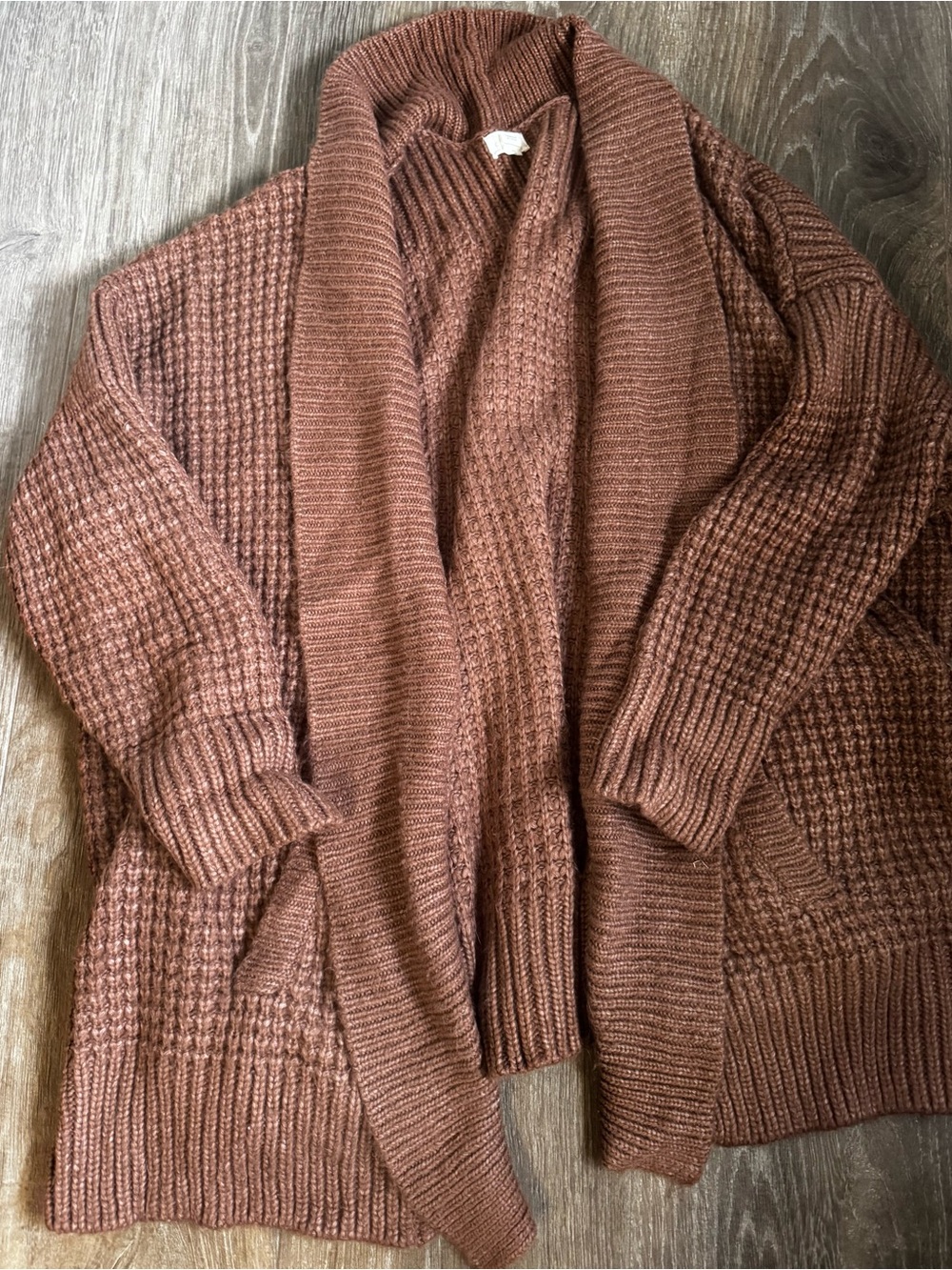 Caslon Chunky Open-Front Cardigan in Warm Brown